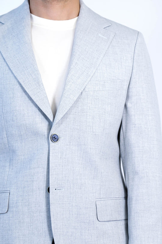 Light Grey Slim Fit Two-Button Linen-Look Men's Suit – Wessi