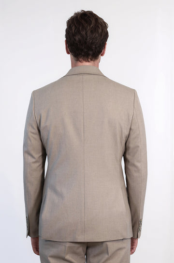 Taupe Blue Slim Fit Two-Button Linen-Look Men's Suit – Wessi