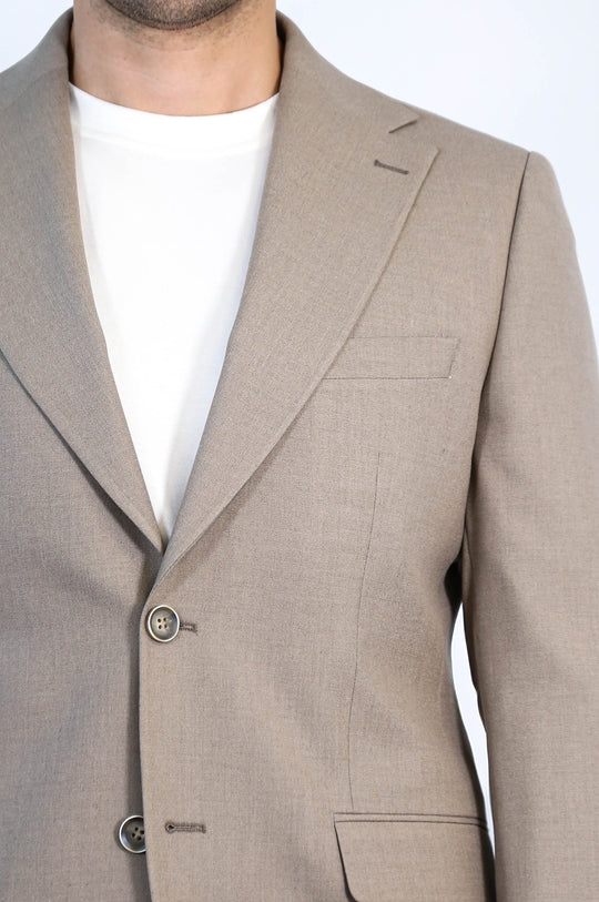 Taupe Blue Slim Fit Two-Button Linen-Look Men's Suit – Wessi