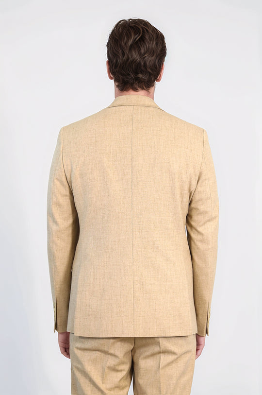 Sand Beige Slim Fit Two-Button Linen-Look Men's Suit – Wessi