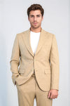 Sand Beige Slim Fit Two-Button Linen-Look Men's Suit – Wessi