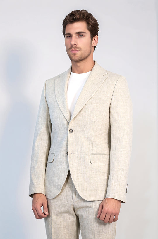 Stone Slim Fit Two-Button Linen-Look Men's Suit – Wessi