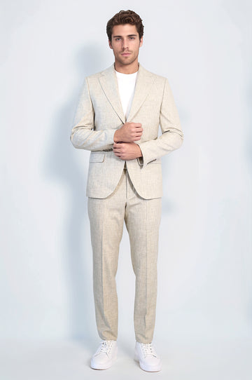 Stone Slim Fit Two-Button Linen-Look Men's Suit – Wessi