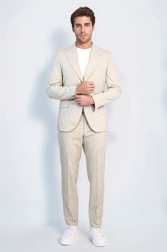 Stone Slim Fit Two-Button Linen-Look Men's Suit – Wessi