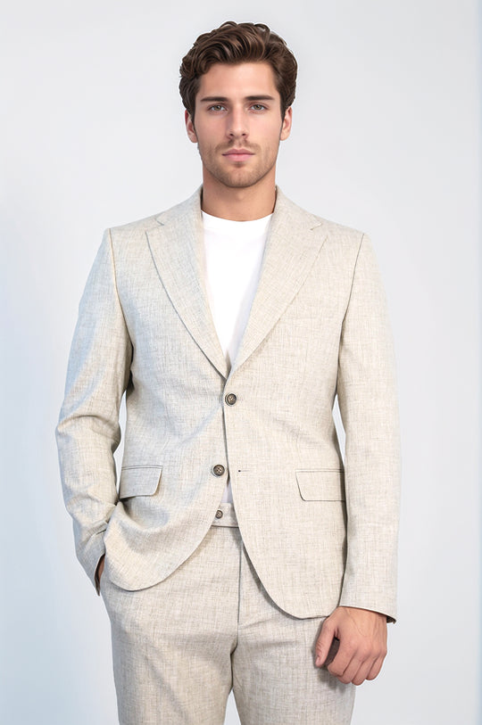 Stone Slim Fit Two-Button Linen-Look Men's Suit – Wessi