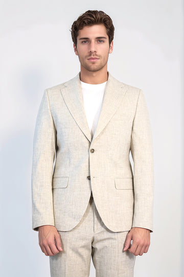 Stone Slim Fit Two-Button Linen-Look Men's Suit – Wessi