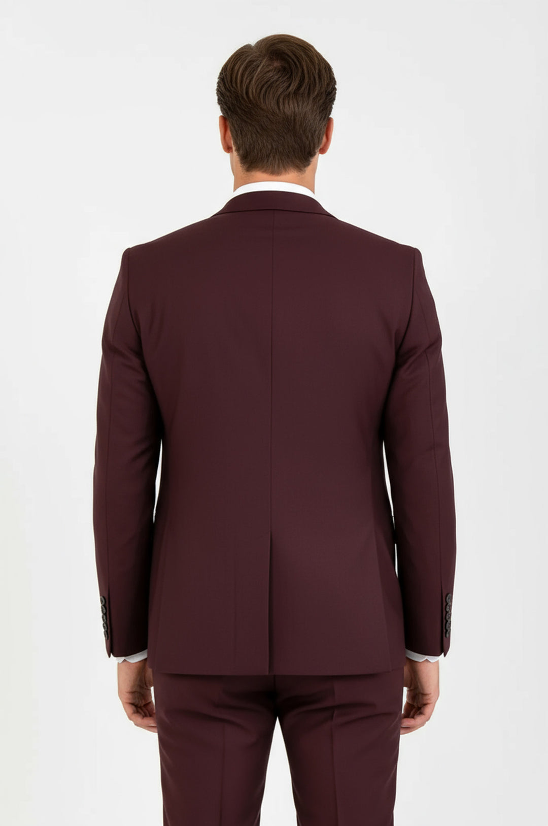 Burgundy Slim Fit Men's Suit with Vest | Wessi