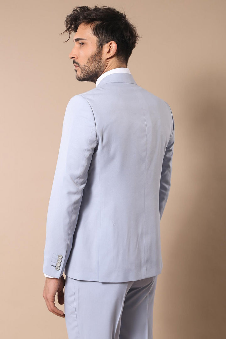 Costume De Smoking Bleu Clair à Motifs Mono Revers-Wessi
