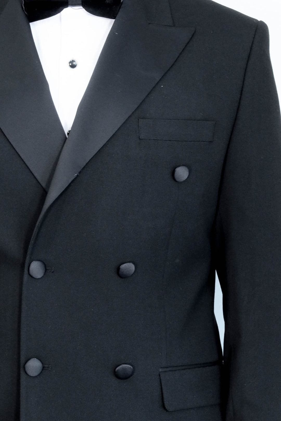 Slim Fit Double-Breasted Black Tuxedo Suit with Satin Lapel – Wessi