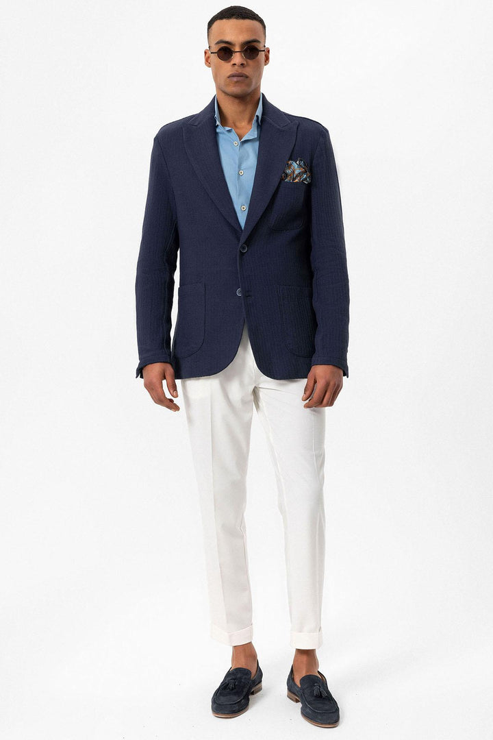 Giacca blazer semplice con tasche blu navy da uomo - Wessi