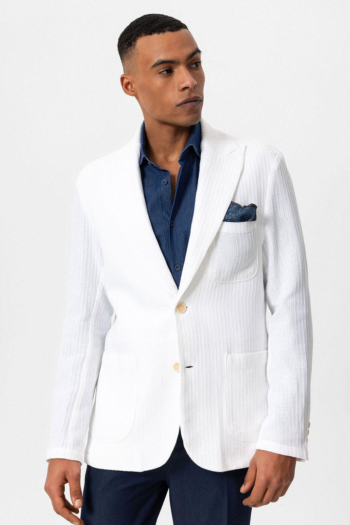 Giacca blazer semplice con tasche color écru da uomo - Wessi