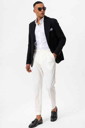 Men's Black Pocketed Plain Blazer Jacket - Wessi