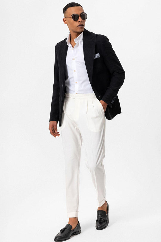 Men's Black Pocketed Plain Blazer Jacket - Wessi