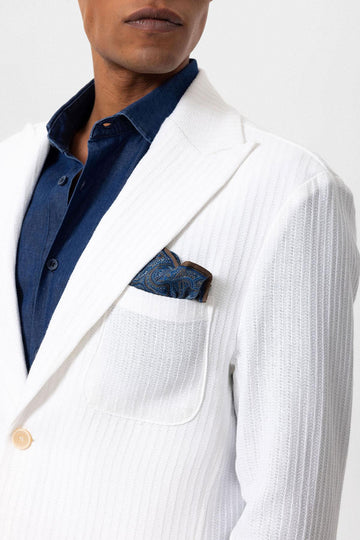 Men's Ecru Pocketed Plain Blazer Jacket - Wessi
