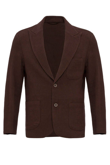 Giacca blazer tinta unita marrone con tasche da uomo - Wessi