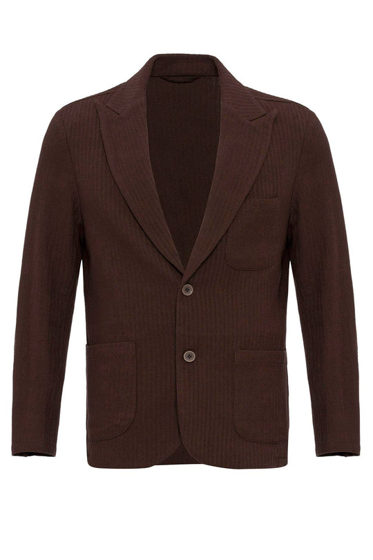 Giacca blazer tinta unita marrone con tasche da uomo - Wessi