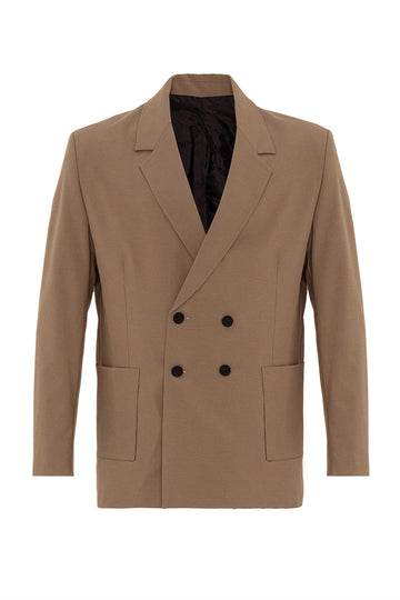 Veste Blazer Homme Camel Double Boutonnage avec Poche Sac - Wessi