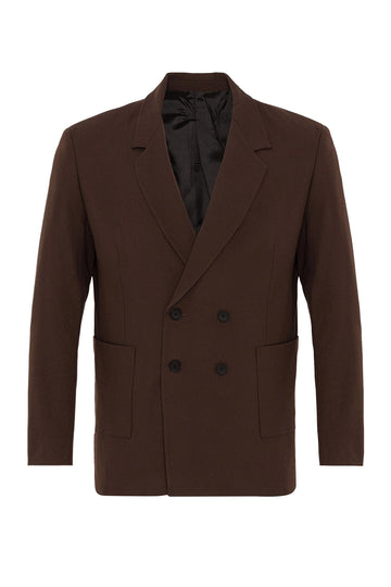 Veste Blazer Homme Marron Double Boutonnage avec Poche Sac - Wessi