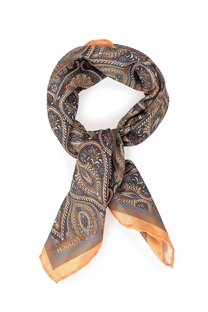 Men's Orange Patterned Scarf - Wessi