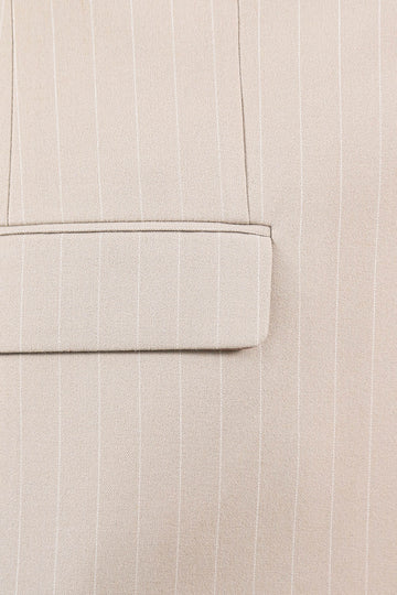 Pinstripe Single Button with Vested Cream Mens Suit - Wessi