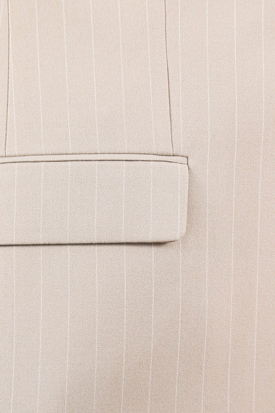 Pinstripe Single Button with Vested Cream Mens Suit - Wessi