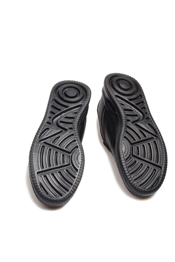 Men's Black Leather Low-Top Sneakers with Perforated Design - Wessi