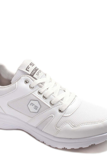 Men's All-White Athletic Sneakers-Wessi