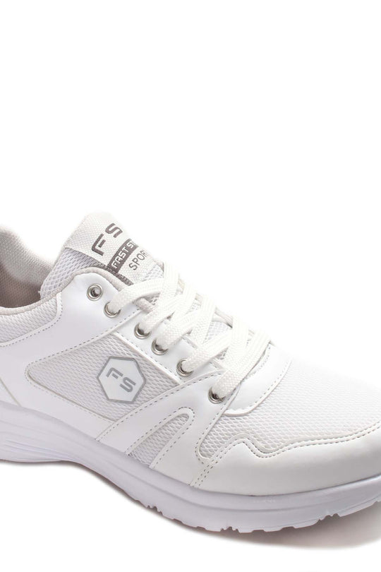 Men's All-White Athletic Sneakers-Wessi