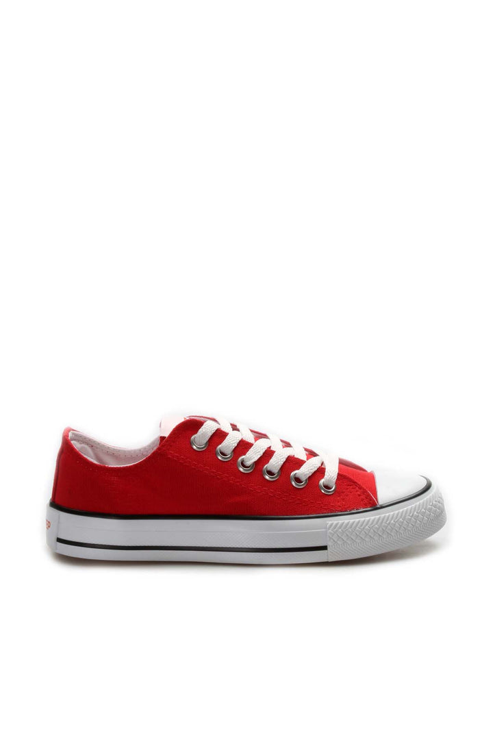 Men's Red Canvas Low-Top Sneakers with White Laces - Wessi