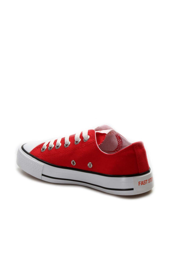 Men's Red Canvas Low-Top Sneakers with White Laces - Wessi