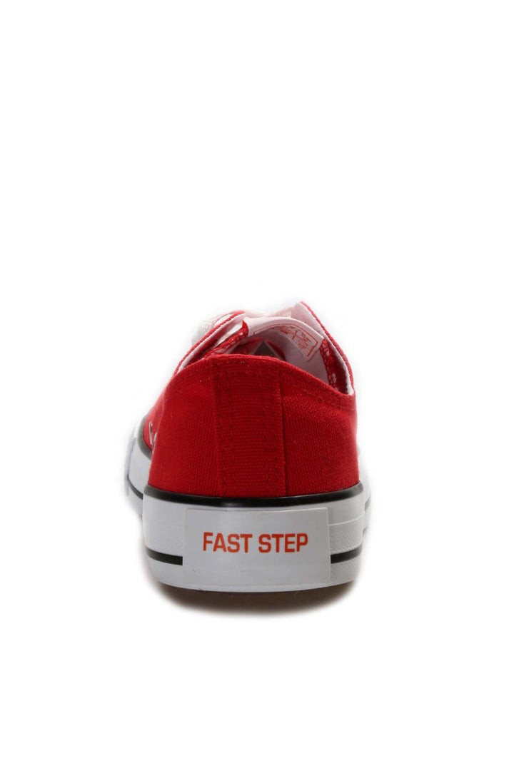 Men's Red Canvas Low-Top Sneakers with White Laces - Wessi