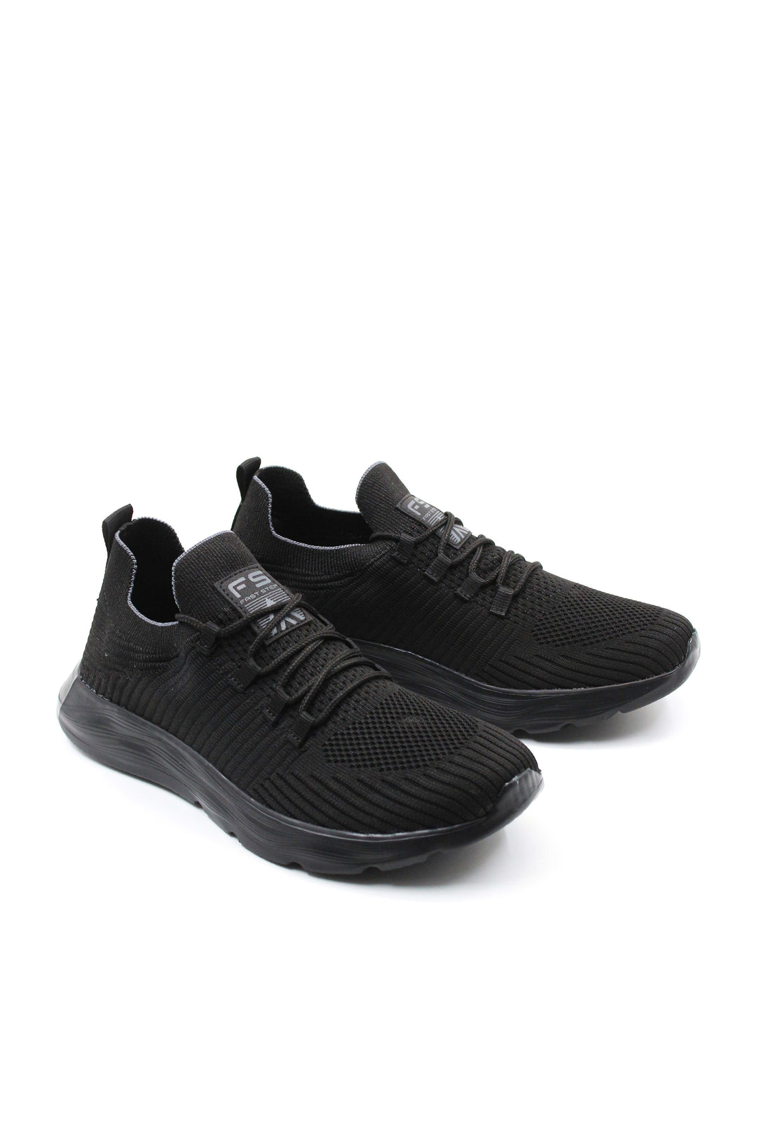 Men's All-Black Knit Sneakers with Flexible Sole - Wessi