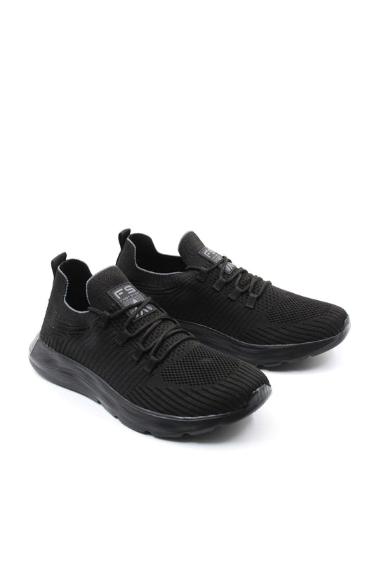 Men's All-Black Knit Sneakers with Flexible Sole - Wessi