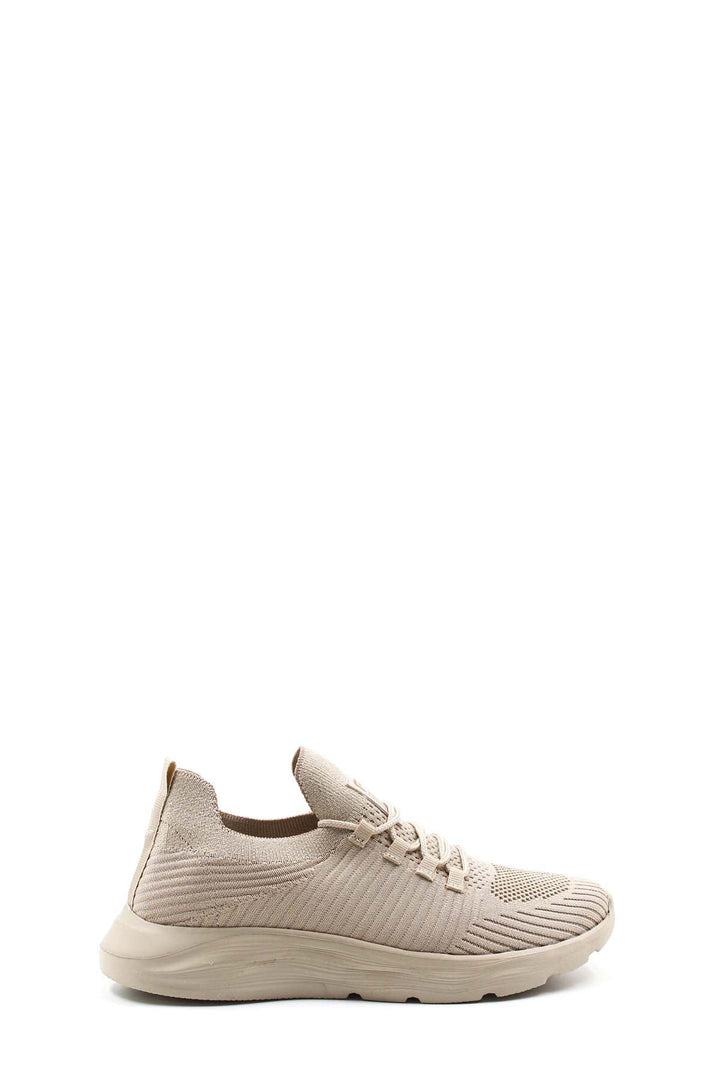 Men's Beige Knit Sneakers with Cushioned Sole - Wessi