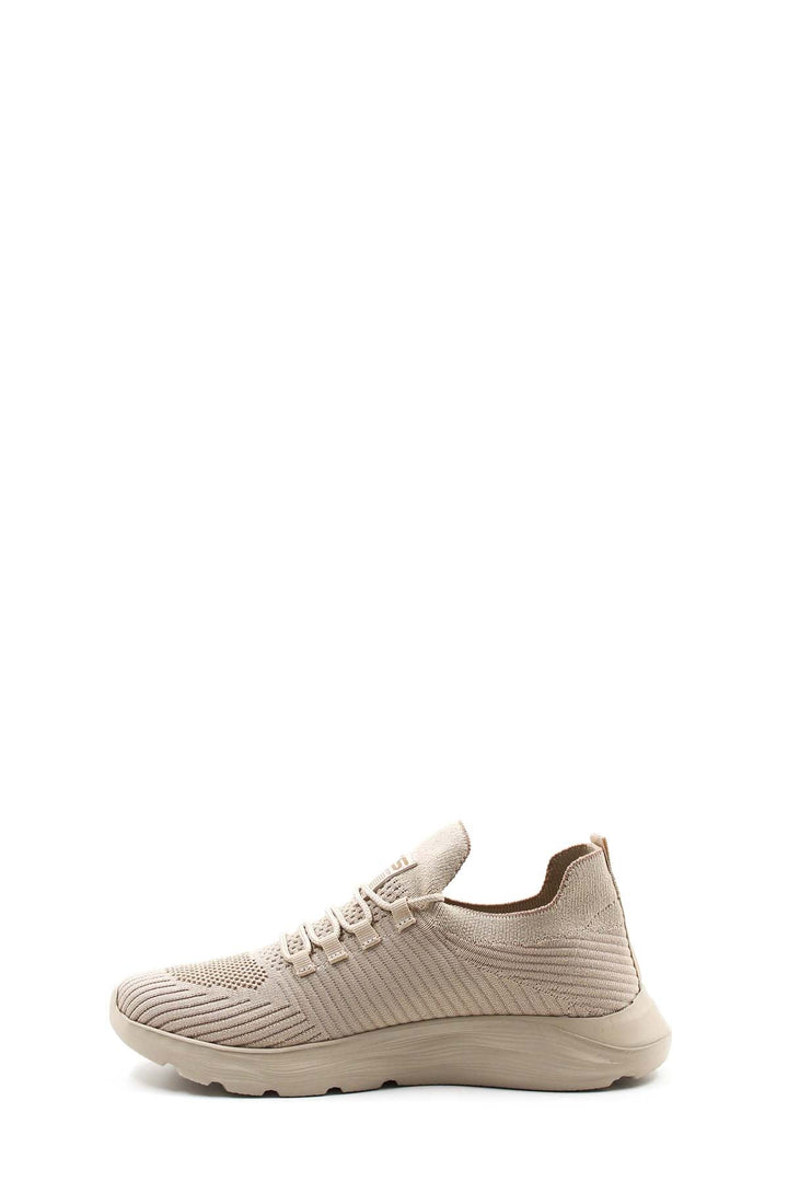 Men's Beige Knit Sneakers with Cushioned Sole - Wessi