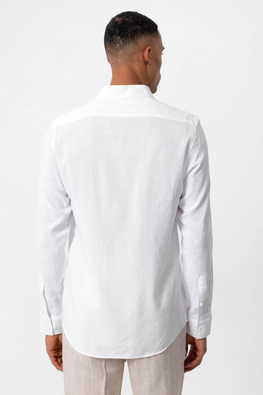 Chemise en Lin Blanche à Manches Longues pour Homme - Wessi