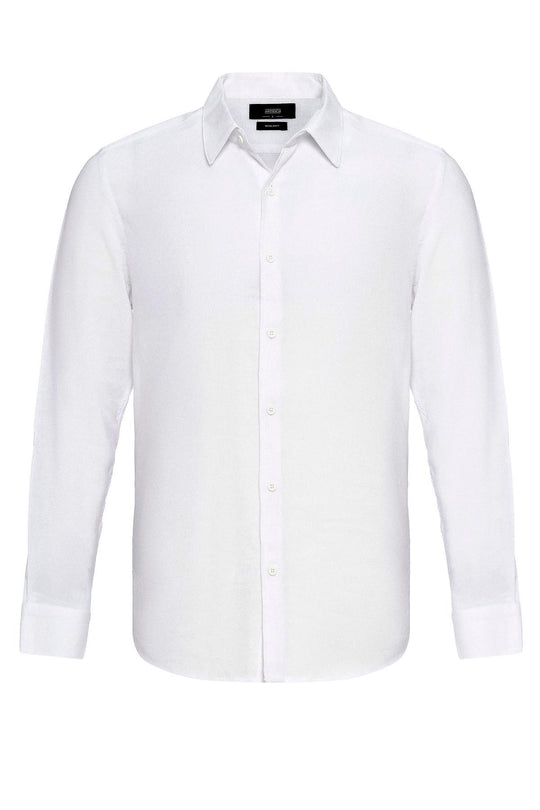 Chemise en Lin Blanche à Manches Longues pour Homme - Wessi