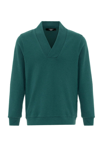 Men's Green V-Neck  Sweater - Wessi