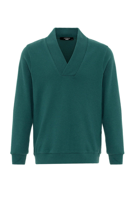 Men's Green V-Neck  Sweater - Wessi