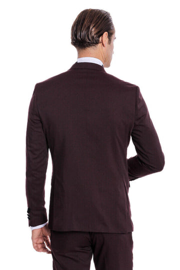 Smoking Homme Bordeaux Coupe Slim à Revers en Velours - Wessi