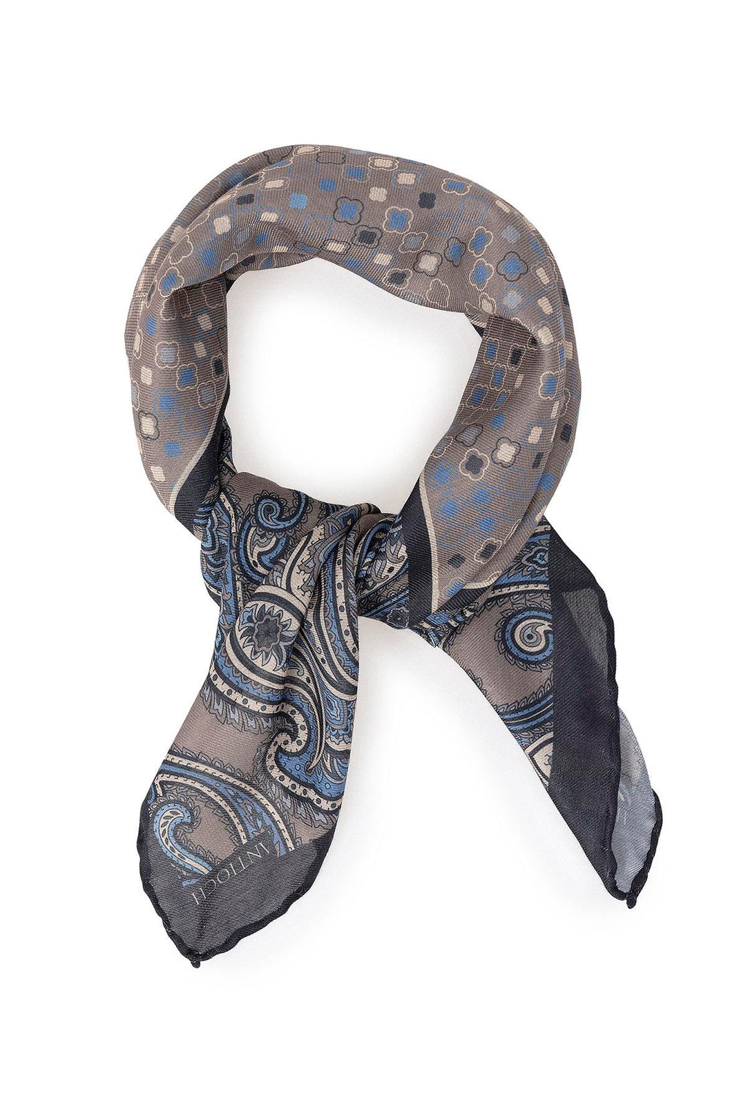 Men's Mink Vizon Square Ethnic Patterned Scarf - Wessi