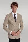 Blazer da uomo color crema a doppio petto a righe - Wessi
