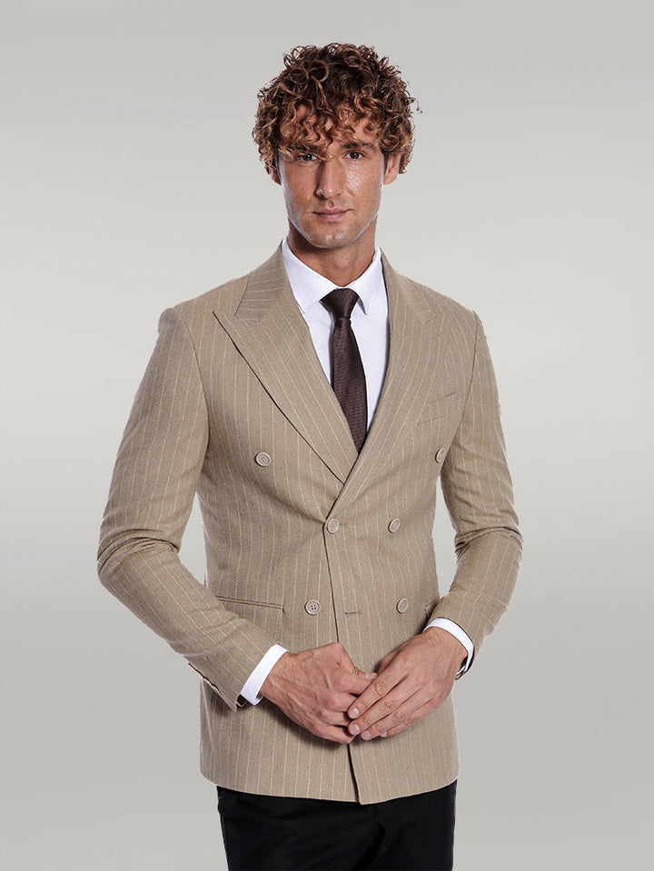 Blazer da uomo color crema a doppio petto a righe - Wessi