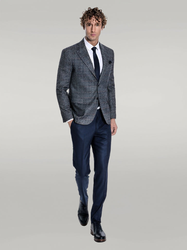 Blazer da uomo blu navy a quadri - Wessi