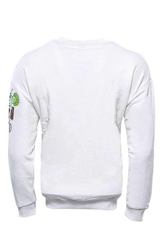 White Crew Neck Printed Sweatshirt - Wessi