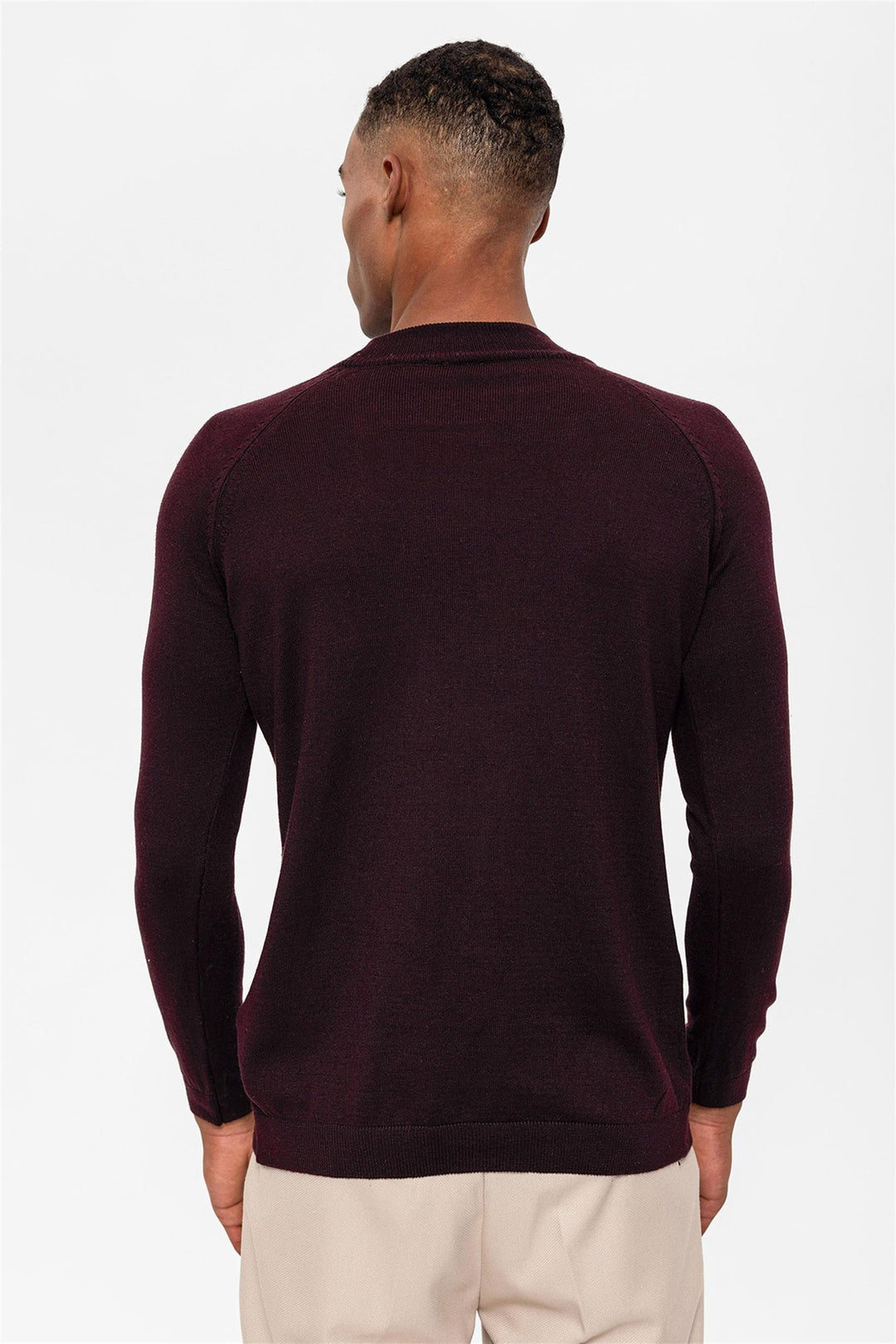Men's Dark Damson Half Turtleneck  Sweater - Wessi