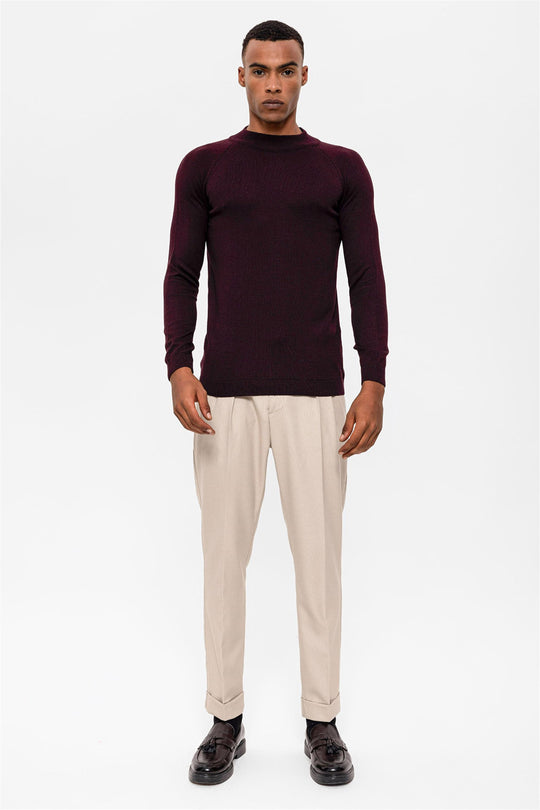 Jersey de cuello alto medio Dark Damson para hombre - Wessi