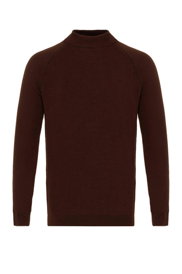 Men's Brown Half Turtleneck  Sweater - Wessi