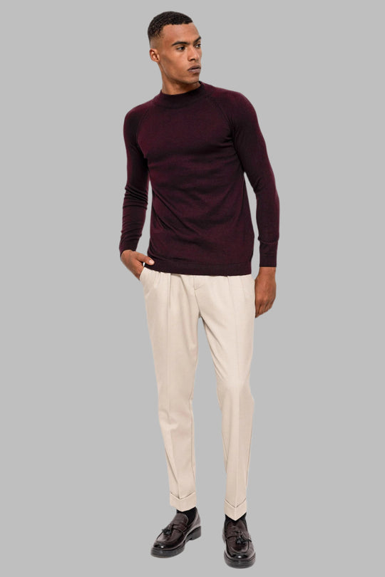 Jersey de cuello alto medio Dark Damson para hombre - Wessi