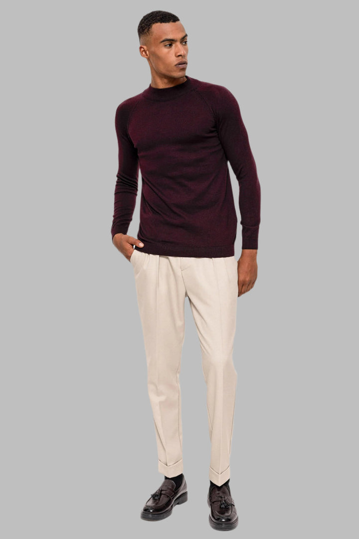 Men's Dark Damson Half Turtleneck  Sweater - Wessi